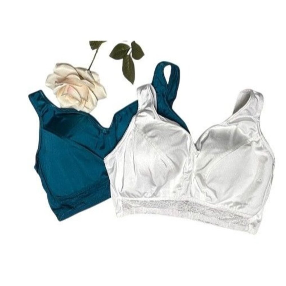 Rhonda Shear Blue and White Seamless Bras
